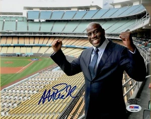 Magic Johnson Los Angeles Dodgers signed 8x10 Photo w/PSA/DNA COA - Picture 1 of 1