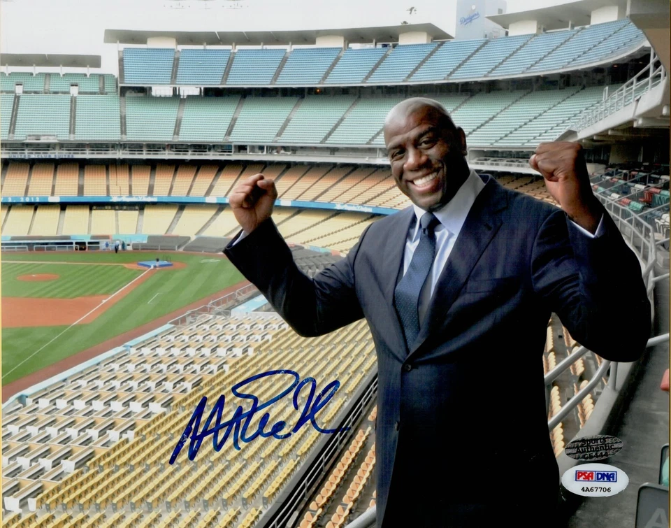 Magic Johnson Los Angeles Dodgers signed 8x10 Photo w/PSA/DNA COA - Image 1 of 1