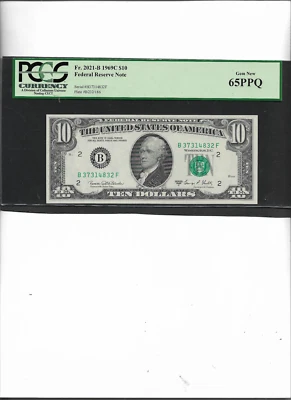 FEDERAL RESERVE NOTE FR. 2021-B* 1969C $10  GEM NEW 65PPQ - Image 1 of 2