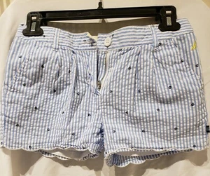 Nautica Girl Shorts Size 12 Blue And White Stripes - Picture 1 of 4