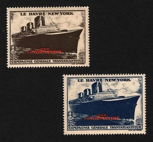 OPC 1935 French Line S.S. Normandie Le Havre to New York Poster Stamp Set MNH 44 - Picture 1 of 1