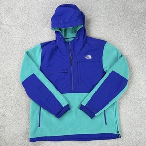 The North Face Jacket Men XL Blue Grey Softshell Fleece Hooded 1/2 Zip Side Zip - Picture 1 of 19