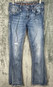 Pantalones de mezclilla Rock Revival para mujer 28 azul lavado medio tiro medio bota mezcla de algodón occidental - Imagen 1 de 15