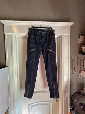 Jeans skinny lavagem escura Tommy Girls novo sem etiquetas com zíper dourado - Imagem 1 de 4