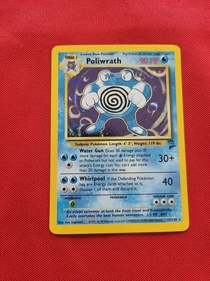 Pokemon: Poliwrath 15/130 Base Set 2 Holo Vintage WOTC 2000 - LP - H42 -  SWIRL - Image 1 of 4