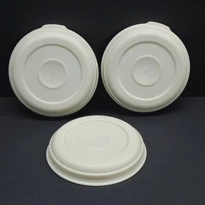 Menge 3 Rubbermaid Servier Sparer Ersatz Deckel #1 Elfenbein Creme Rund - Bild 1 von 11