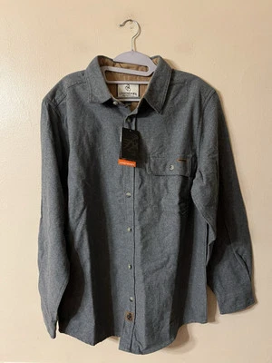 Legendary Whitetails Shirt Buck Camp Flannel Shacket Corduroy Cuffs Size M Gray - Image 1 of 4