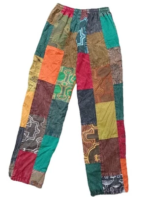 Patchwork Mushroom Unisex Trouser Casual Pants Sz S - M  Pull On Boho Festival - Image 1 of 4