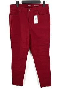 Pantalones de jean rojos de tiro medio pierna ajustada calce curvilíneo Style & Co para mujer elige la talla - Imagen 1 de 18
