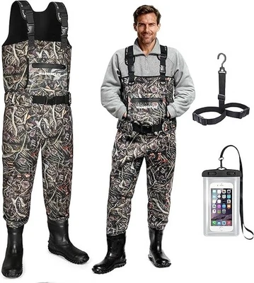 Vadeadores de pesca de neopreno impermeables para hombre - 8 mm de rodilla, pie de bota aislado 800G Foto 1 de 4