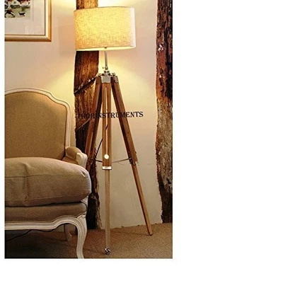 Vintage Classic Teak Wood Tripod Floor Lamp Nautical Floor Home Decor lamp (L... - Image 1 of 3