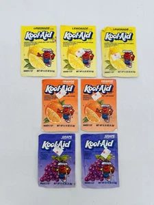 Vintage 90s Kool-Aid Packets Lot Of 7 Grape Orange & Lemonade NEW RARE - Picture 1 of 2