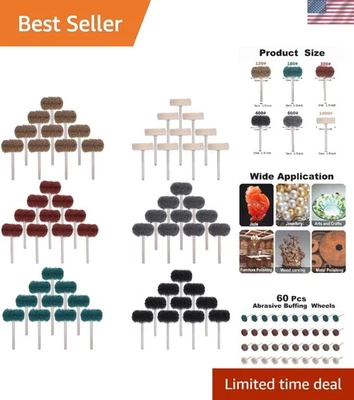 Abrasive Buffing Wheels Set 60 Pack Ceramic Grit Polishing Bits for Rotary Tools - Image 1 of 4