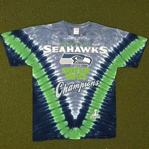 2014 Majestic NFL Seattle Seahawks Super Bowl Champions Tie-Dye Tshirt Large - Picture 1 of 4