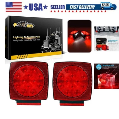 Luz LED cuadrada sumergible para remolque 12V, rojo blanco LED parada giro cola licencia... Foto 1 de 4