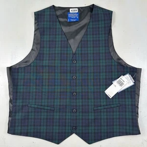 Nuevo DE COLECCIÓN Pendleton Hombre XL Traje Chaleco Negro Reloj Tartán Cuadros 100% Lana - Imagen 1 de 10