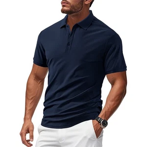 POLO Shirt T-Shirt Atmungsaktiv Schnelltrocknend Locker Freizeit Kurzarm Shirt - Bild 1 von 30