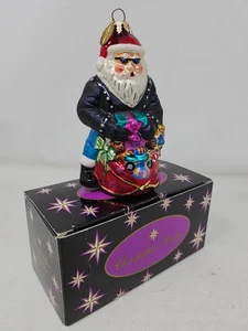 Christopher Radko Harley-Davidson Babbo Natale ornamento con scatola motociclista Babbo Natale HTF - Foto 1 di 6