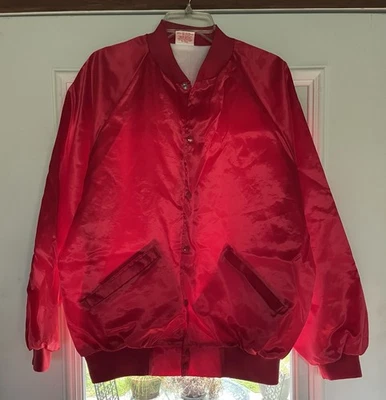 XL Vintage Red Satin Fully Lines Windbreaker - Image 1 of 4