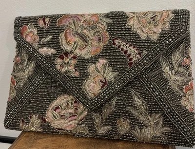 Accessorize Beaded Embroidered Clutch Bag With Chain Shoulder Strap - Image 1 of 4