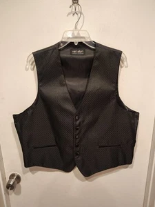 Neil Allyn Men's Textured Black Satin Vest Sz L Evening Career Formal Event - Picture 1 of 5