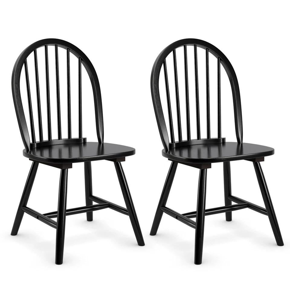 Costway Dining Side Chair 36.5" .5" Solid Wood Armless Wood Black (Set of 2)