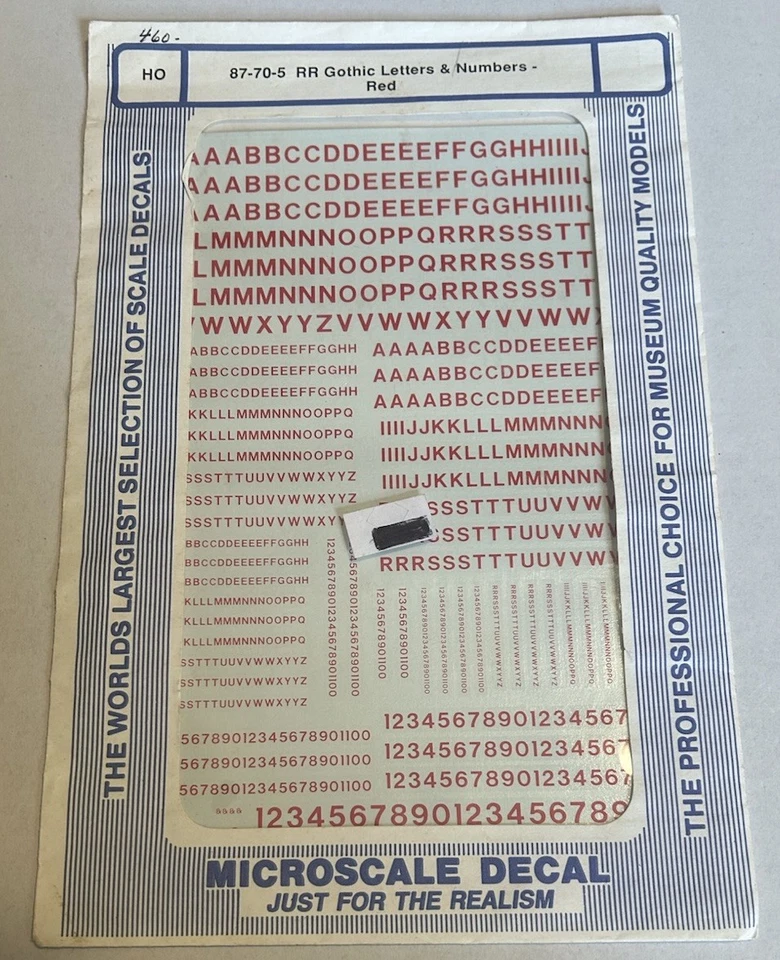MICROSCALE HO DECAL-RAILROAD GOTHIC LETTERS/NUMBERS-RED #87-70-5 - Image 1 of 1