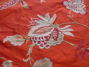 0.6YD SCALAMANDRE NADINA CINNABAR RED SILK EMBROIDERY EXQUISITE MSRP$328/Y - Picture 1 of 7
