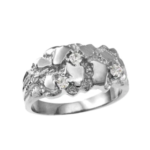 Sterling Silver Elegant CZ Nugget Ring - Picture 1 of 1