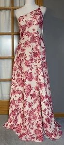 Reverly Inez Chiffon Floral Gown 10 One Shoulder Wedding Prom Barbie Whimsy Boho - Picture 1 of 14