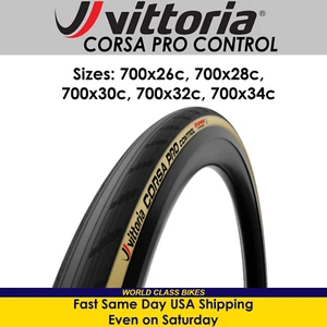 Vittoria Corsa Pro Control 700x26c - 700x34c Tan Folding Tubeless TLR Road Tire - Picture 1 of 19