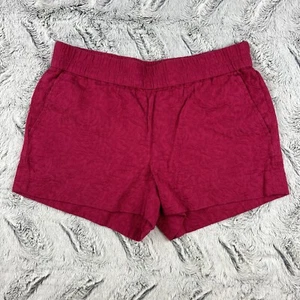 J Crew Chino Shorts Womens Size 4 Pink Elastic Waist Pockets Embroidered Paisley - Picture 1 of 5
