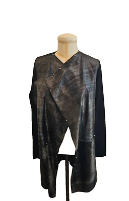 ELIE TAHARI Black Panelled Open Sweater/Jacket in Wool and Calf Hair - Large - Image 1 of 4