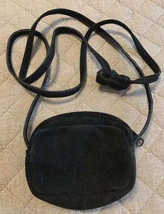 Vintage Tiny Suede Crossbody Bag Baguette Black 3.5X4.5" Purse - Picture 1 of 3