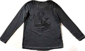 G.W Gerry Weber Women's T-shirt Embroidery Beading Long Sleeve Graphite Size 40 - Picture 1 of 13