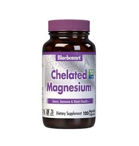 Bluebonnet Chelated Magnesium 200mg 120 Veg Capsules, Stress Immune Heart Health