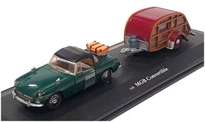Cararama 1/43 Scale 00148 - MGB Convertible & Caravan - Green/Maroon - Picture 1 of 5