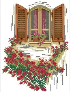 KREUZSTICH SCHEMA FRÜHLINGSFENSTER WINDOWS SPRING CROSS STITCH DMC - Bild 1 von 2