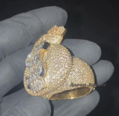 Hombres 9.84Ct Baguette Moissanite Exclusivo Bolsa de Dinero Anillo Plata 925 Pasa Probador Foto 1 de 4