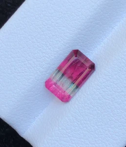 2-Cts Rare Rich Bi Color Tourmaline Faceted From Afghanistan - Picture 1 of 6