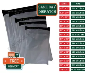 More details for strong grey plastic mailing bags poly postage post postal self seal - all sizes