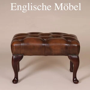 Englische Möbel Chesterfield Sitzbank Hocker Fussablage Antik Leder Handmade UK - Bild 1 von 5