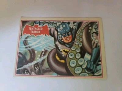 1966 Topps Batman Red Bat Card # 8A Made In Canada-TENTACLED TERROR - Very Good - Image 1 of 4