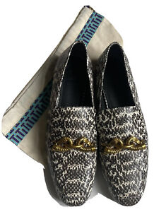 Tory Burch NEW Jessa Loafer Black White Snake Roccia Dustcover Sizes 8 9 $328