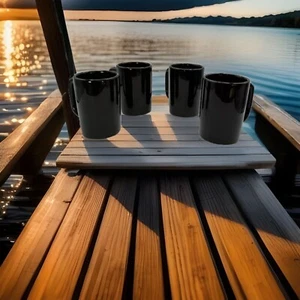 Tazas de café negras Bel Terra Pottery sin astillas ni grietas - Imagen 1 de 5