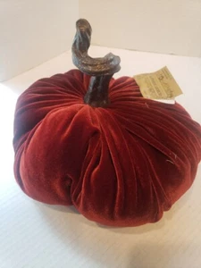 New With Tags Red Robert Stanley Pumpkin Velvet Throw Pillow Fall Home Decor - Picture 1 of 6