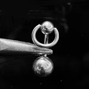 Surgical Steel REVERSIBLE Tiny Slave Ring 14g 8mm VCH Door Knocker Barbell. - Picture 1 of 5