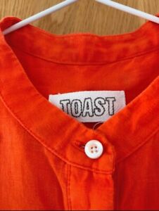TOAST Tangerine Orange Linen Shirt Dress /tunic Size 8 Oversized Immaculate