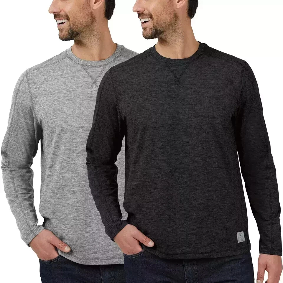 Rugged Elements Men's 2 Pack Long Sleeve Crew Neck Tee Gray/Black Size- S
