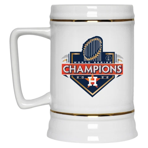 2022 World Series Champions Houston Astros V1 White 22 oz Ceramic Beer Mug Stein Cover